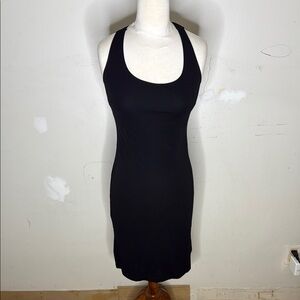 BCBGMaxAzria Rayon Blend Black Criss Cross Back Bodycon Dress Size Small